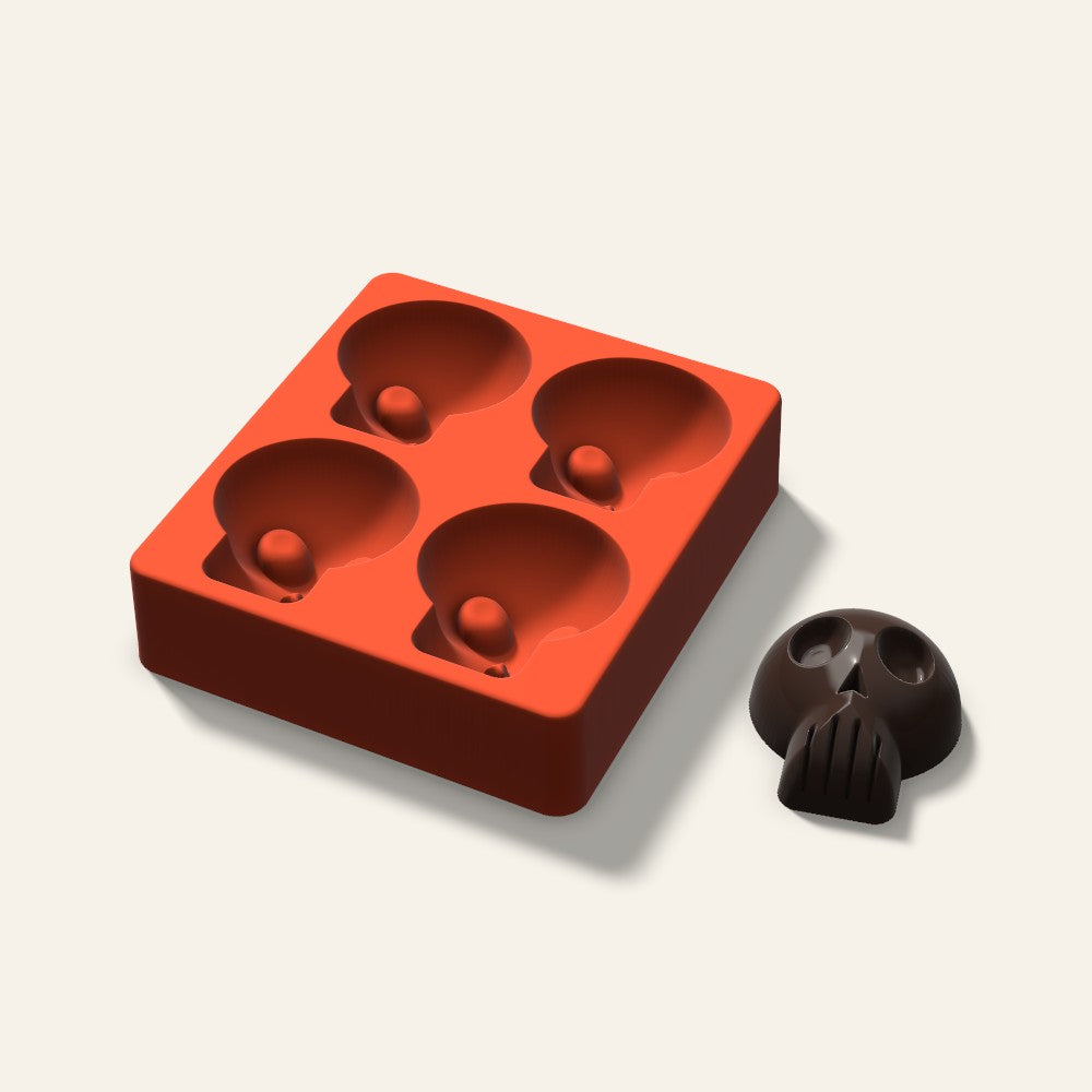 Skull Mini Cake Mold, 2.5 Inch, 4 Cavity, 3D render