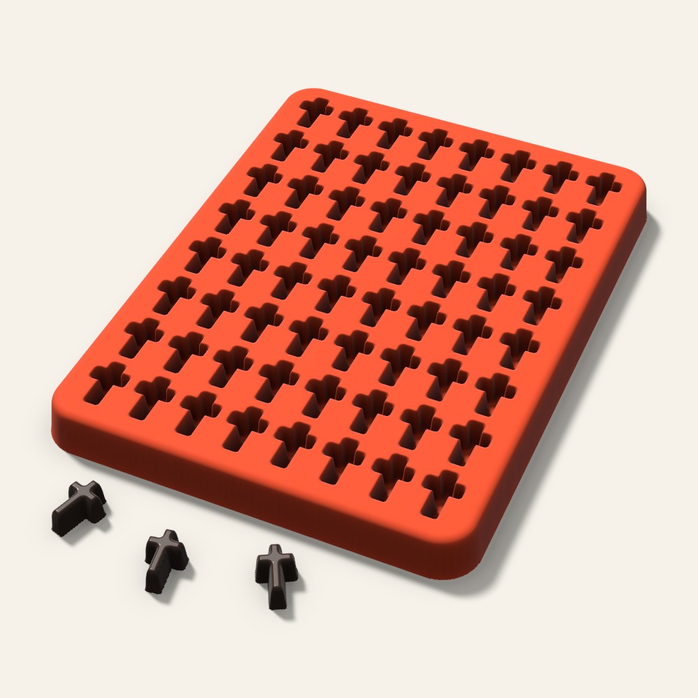 Cross Gummy Mold, 0.5 Inch, 64 Cavity, 3D render