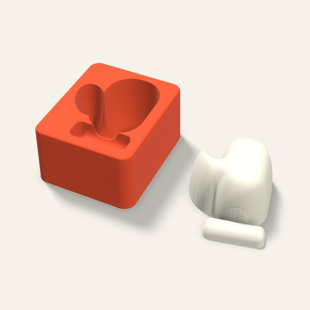 Mitten Candle Mold, 3 x 1.5 Inch, 3D render