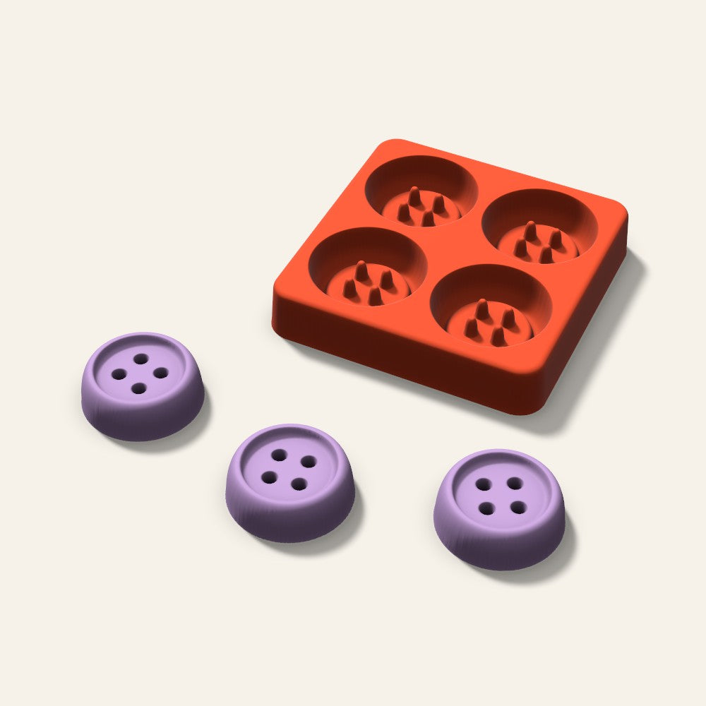 Button Wax Melt Mold, 1.5 Inch, 4 Cavity, 3D render