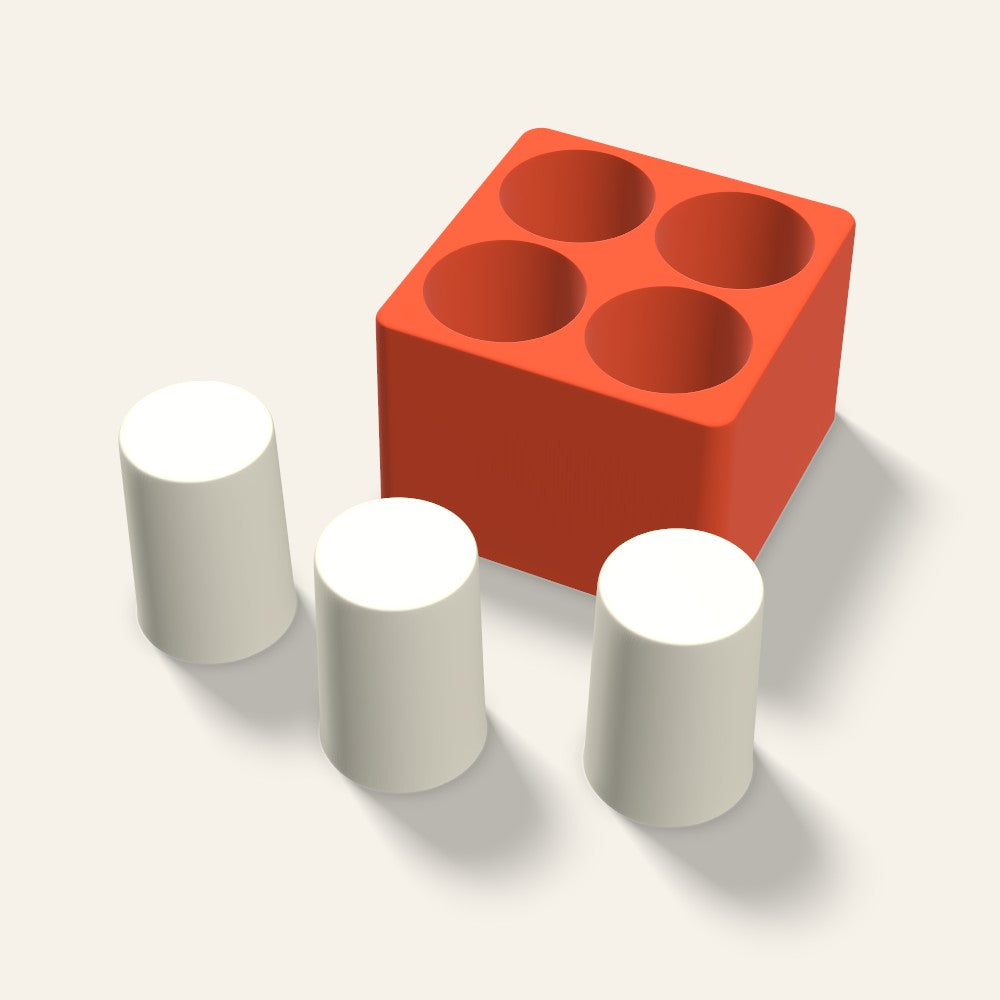 Pillar Votive Candle Mold, 2 x 3 Inch, 4 Cavity, 3D render