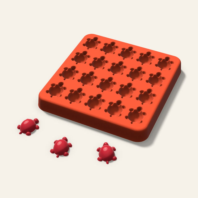 Turtle Gummy Mold, 0.75 Inch, 20 Cavity, 3D render