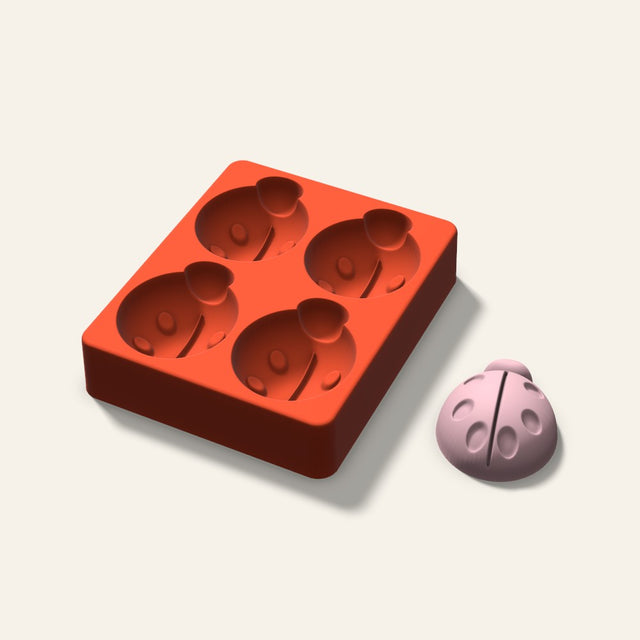 Ladybug Soap Mold, 2.5 Inch, 4 Cavity, 3D render
