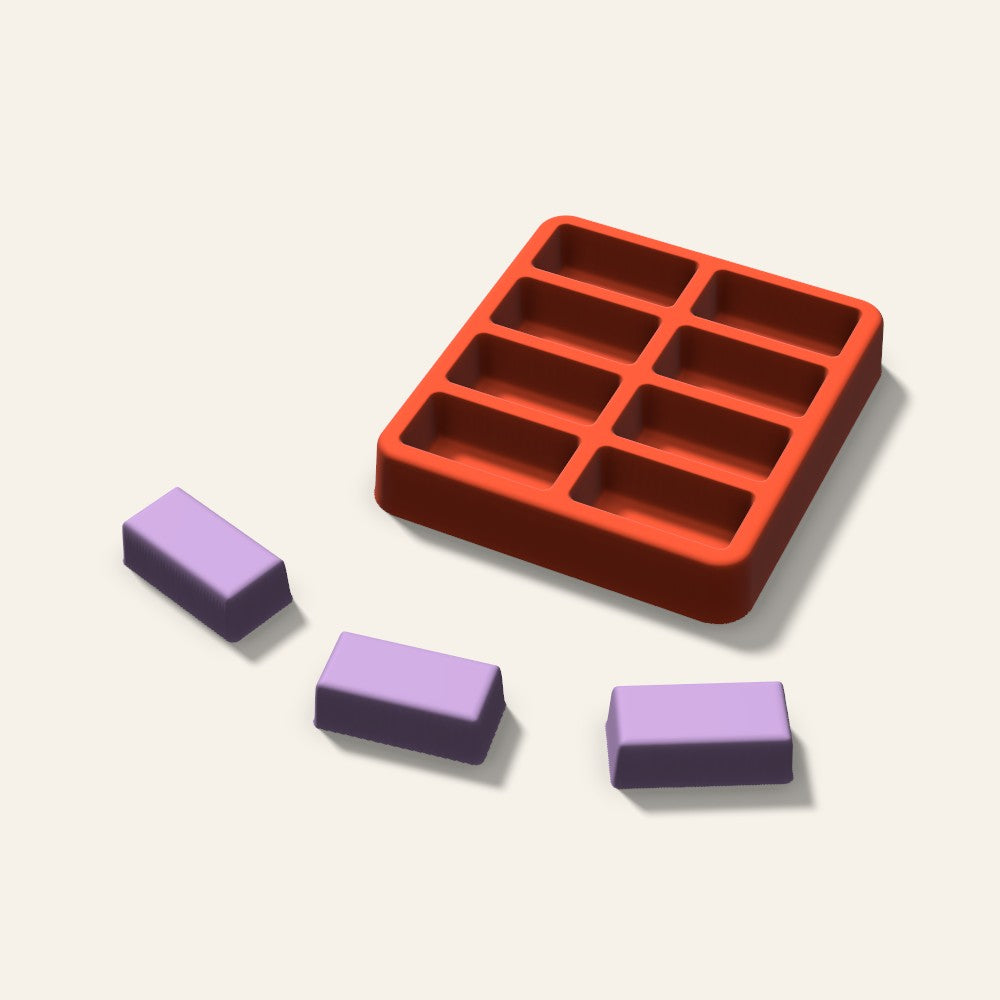 Rectangle Wax Melt Mold, 1.5 Inch, 8 Cavity, 3D render