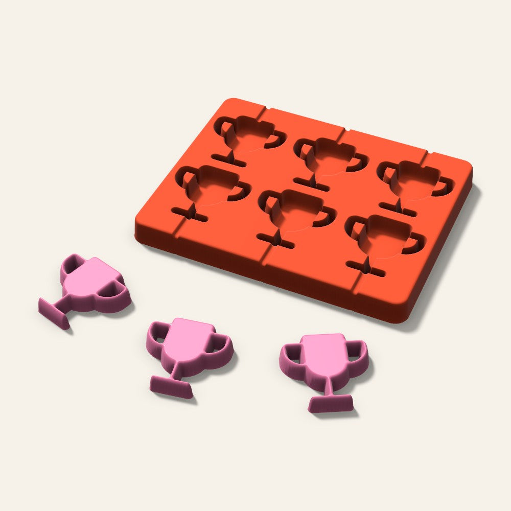 Trophy Lollipop Mold, 2 Inch, 6 Cavity, 3D render