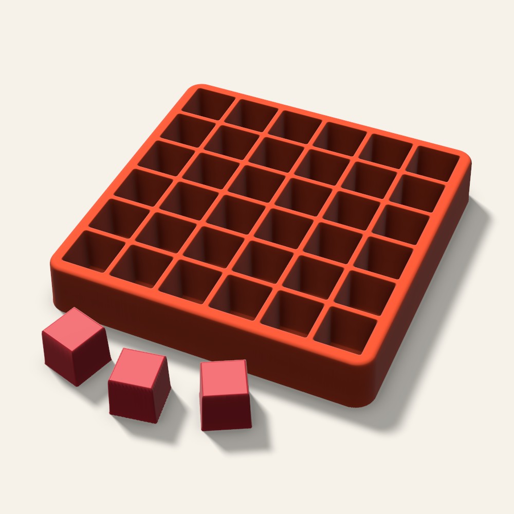 Sharp Cube Candy Mold, 0.75 Inch, 36 Cavity, 3D render