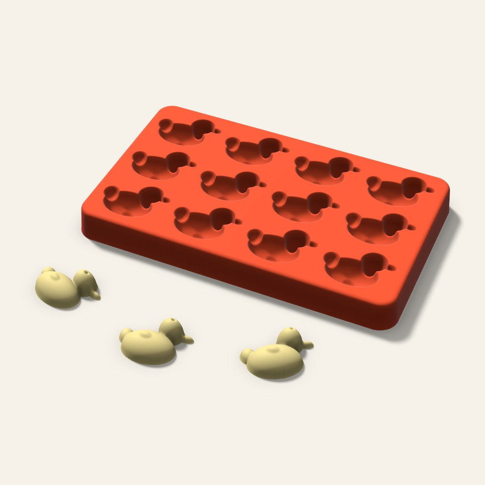 Duck Butter Pat Mold, 1.25 Inch, 12 Cavity, 3D render