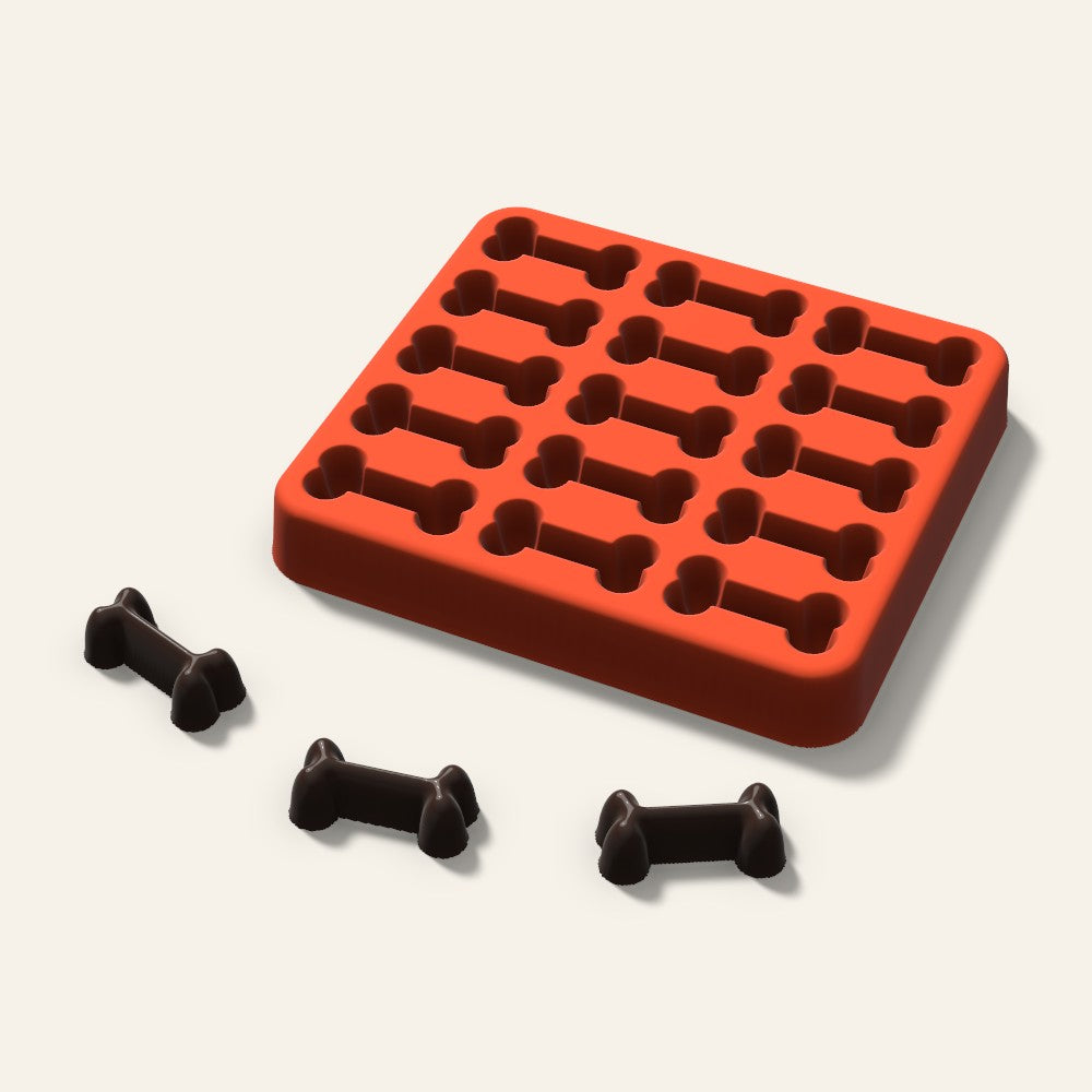 Dog Bone Candy Mold, 1 Inch, 15 Cavity, 3D render