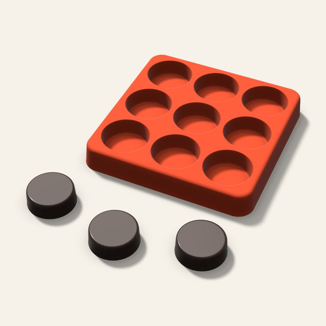 Round Puck Candy Mold, 1 Inch, 9 Cavity, 3D render