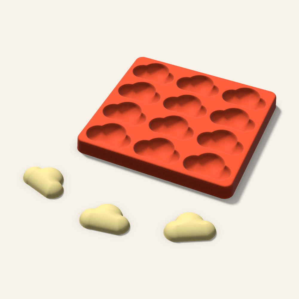 Cloud Butter Pat Mold, 1.75 Inch, 12 Cavity, 3D render