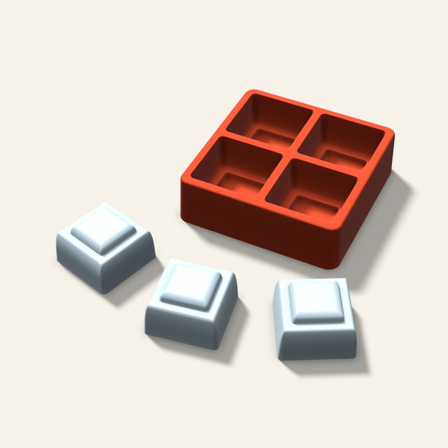 Embossed Square Ice Mold, 2 Inch, 4 Cavity, 3D render