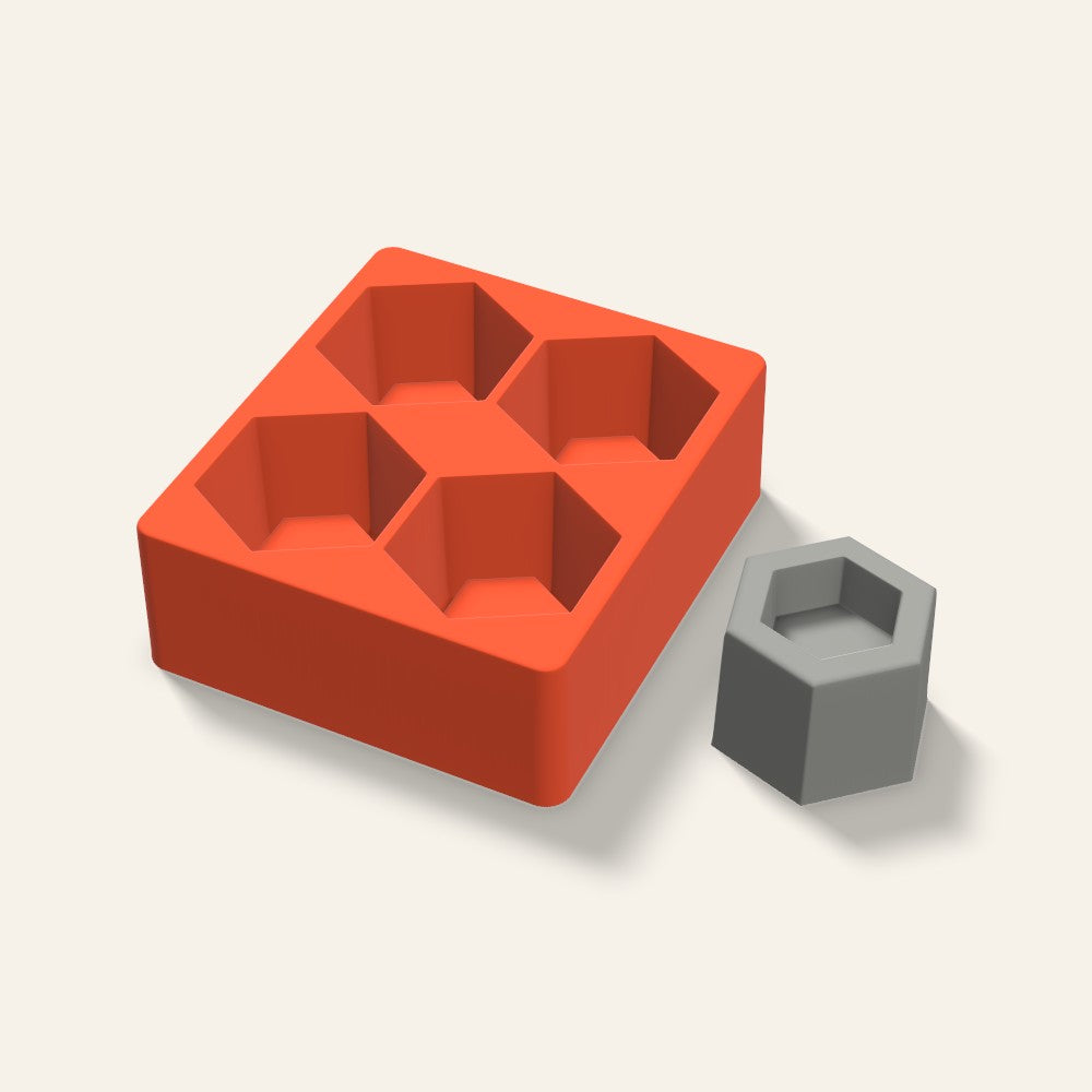 Hexagon Tealight Holder Mold, 3 Inch, 4 Cavity, 3D render