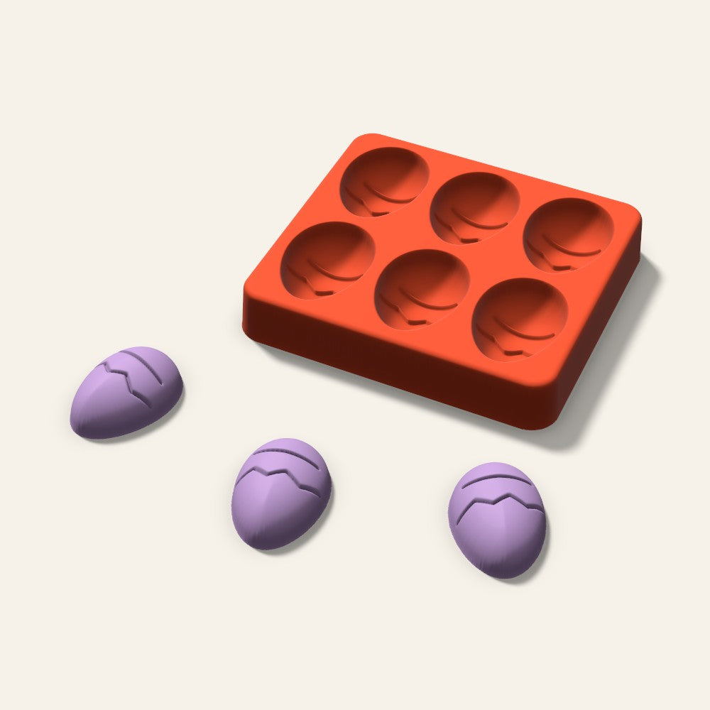 Decorated Egg Wax Melt Mold, 1.5 Inch, 6 Cavity, 3D render