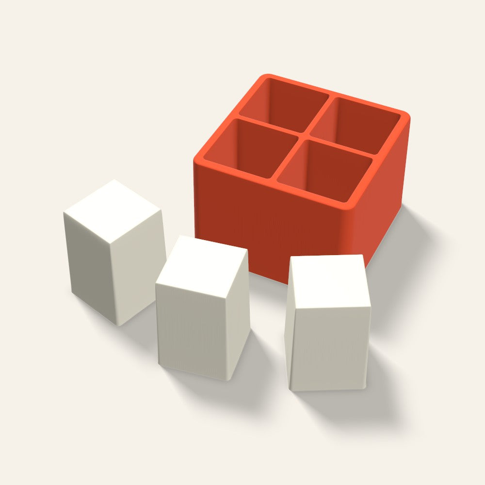 Square Pillar Votive Candle Mold, 2 x 3 Inch, 4 Cavity, 3D render