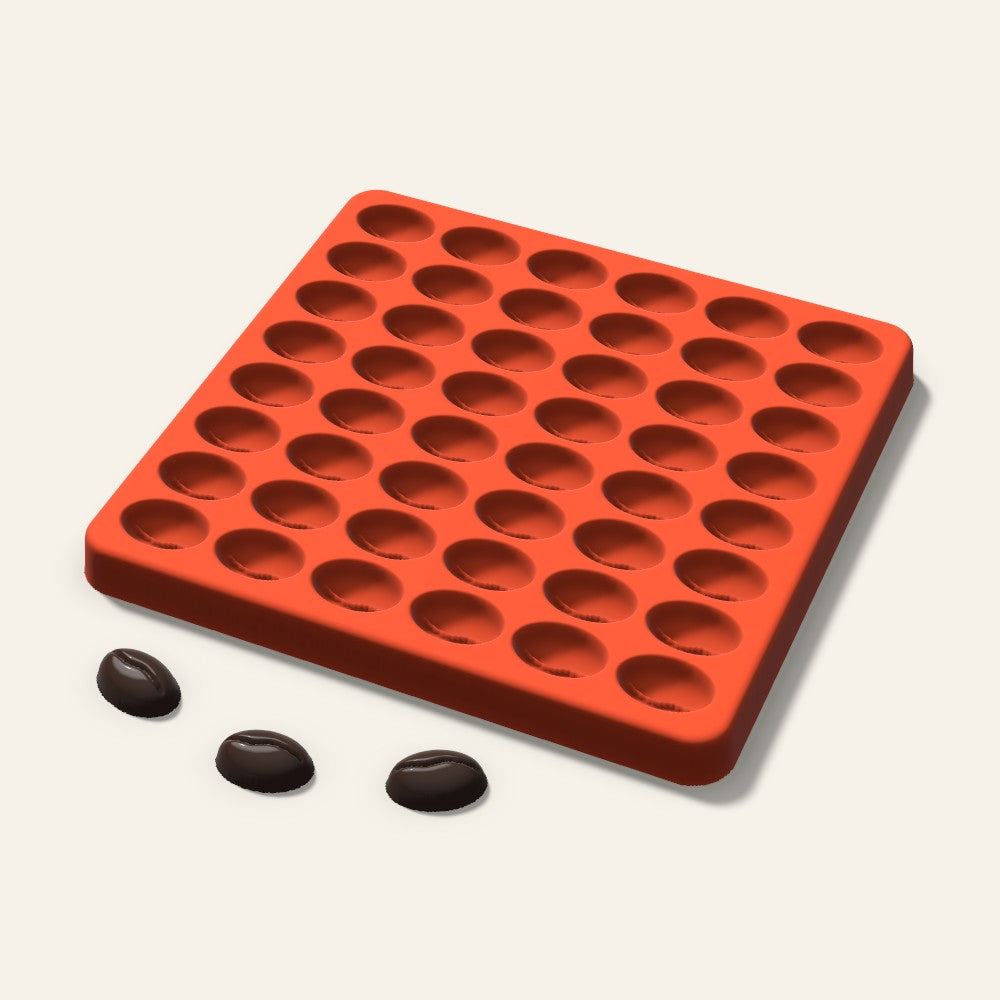 Coffee Bean Gummy Mold, 0.75 Inch, 48 Cavity, 3D render