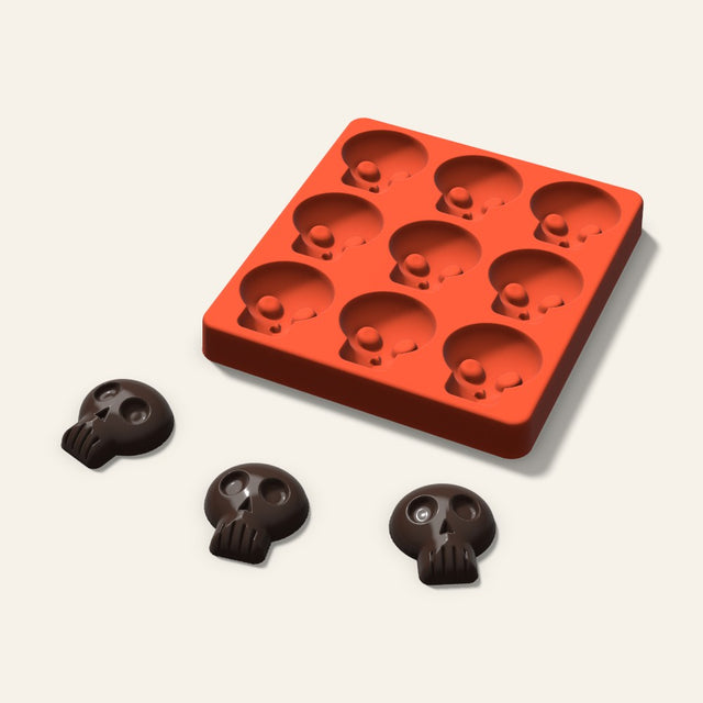 Skull Chocolate Mold, 1.75 Inch, 9 Cavity, 3D render