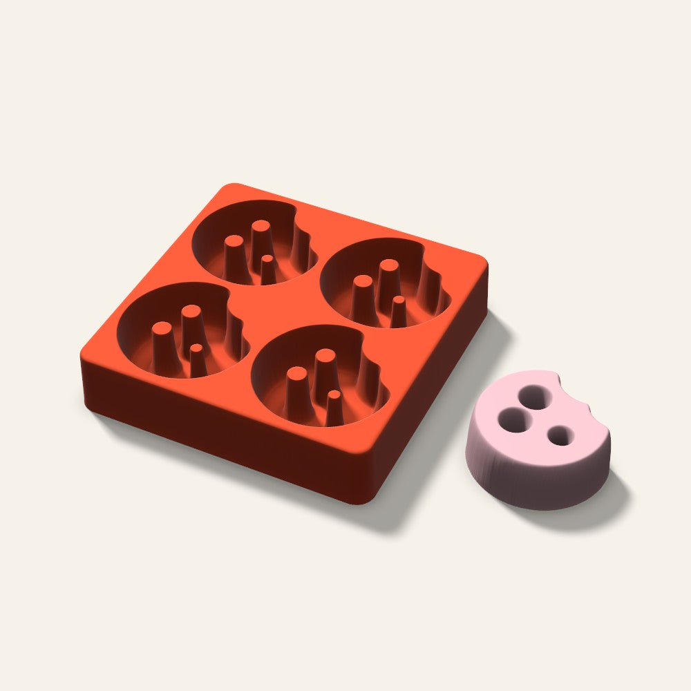Cookie Bite Soap Mold, 2.5 Inch, 4 Cavity, 3D render