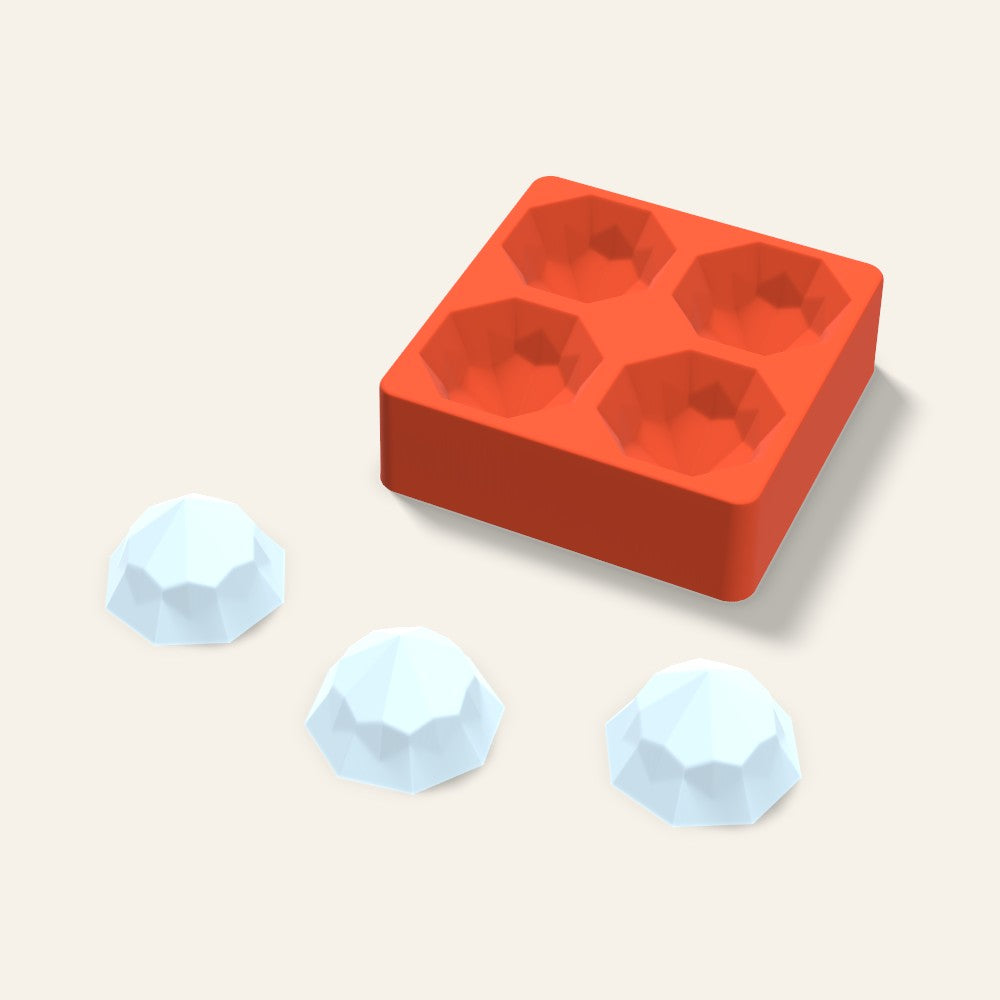 Octagon Gem Ice Mold, 2.5 Inch, 4 Cavity, 3D render