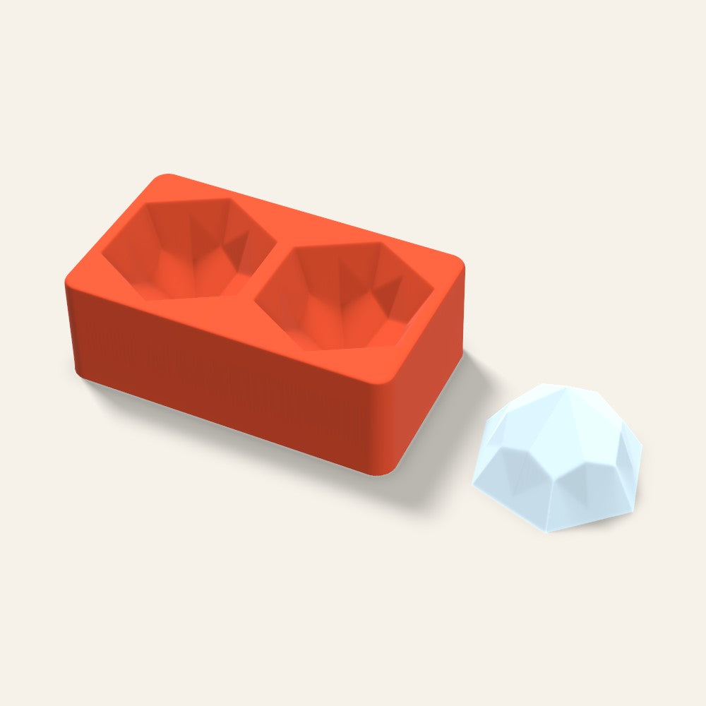 Hexagon Gem Ice Mold, 3 Inch, 2 Cavity, 3D render