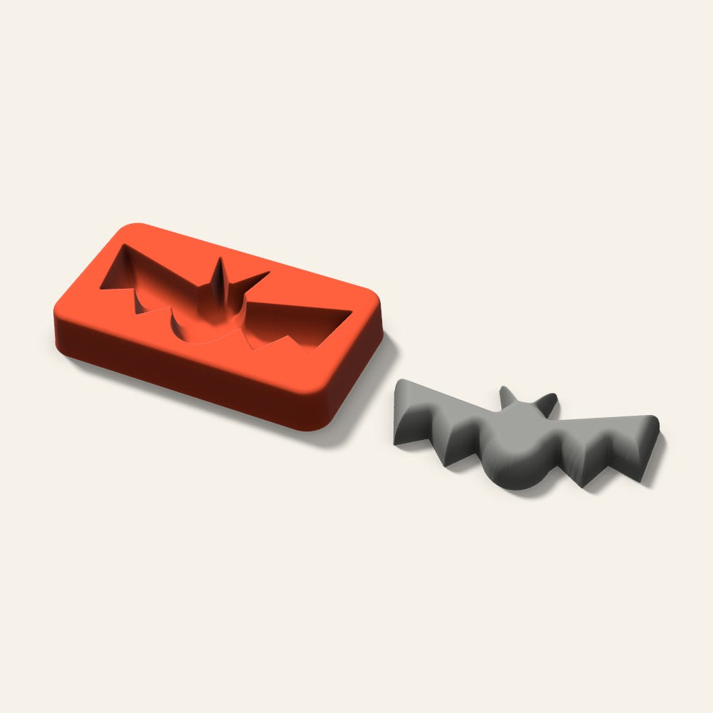 Bat Plaster Ornament Mold, 3.5 Inch, 3D render