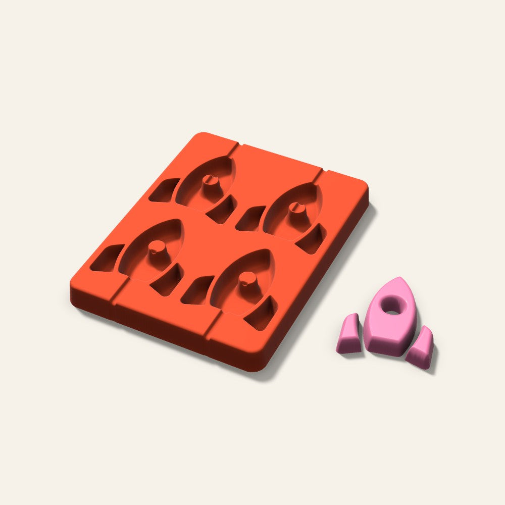 Rocket Lollipop Mold, 2.5 Inch, 4 Cavity, 3D render