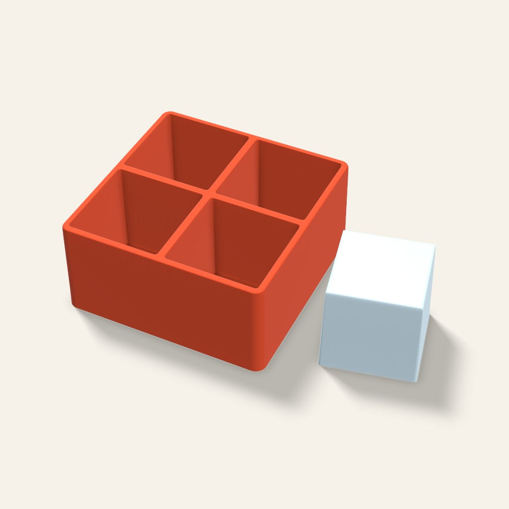 Sharp Cube Ice Mold, 3 Inch, 4 Cavity, 3D render