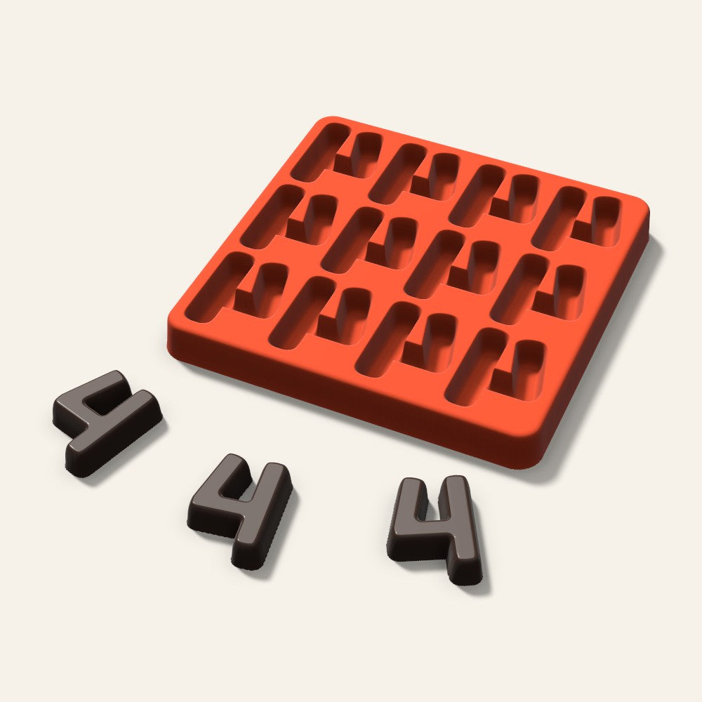 Number 4 Candy Mold, 1.5 Inch, 12 Cavity, 3D render
