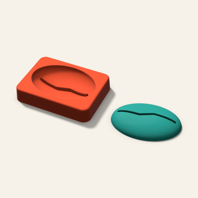 Coffee Bean Freshie Mold, 3 Inch, 3D render