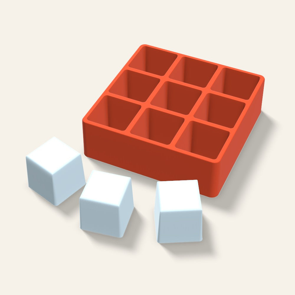 Cube Ice Mold, 2 Inch, 9 Cavity, 3D render
