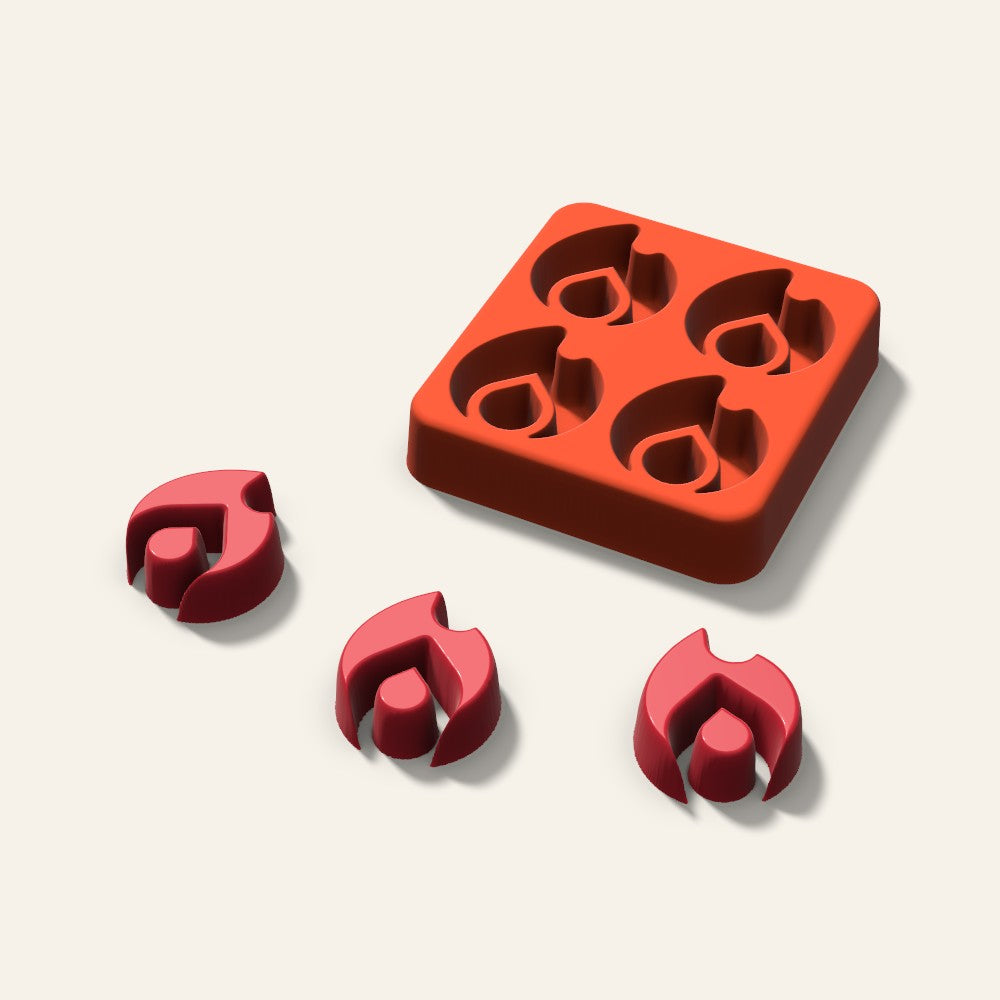 Flame Candy Mold, 1.25 Inch, 4 Cavity, 3D render