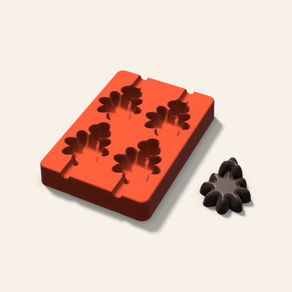 Holly Cakesicle Mold, 2.5 Inch, 4 Cavity, 3D render
