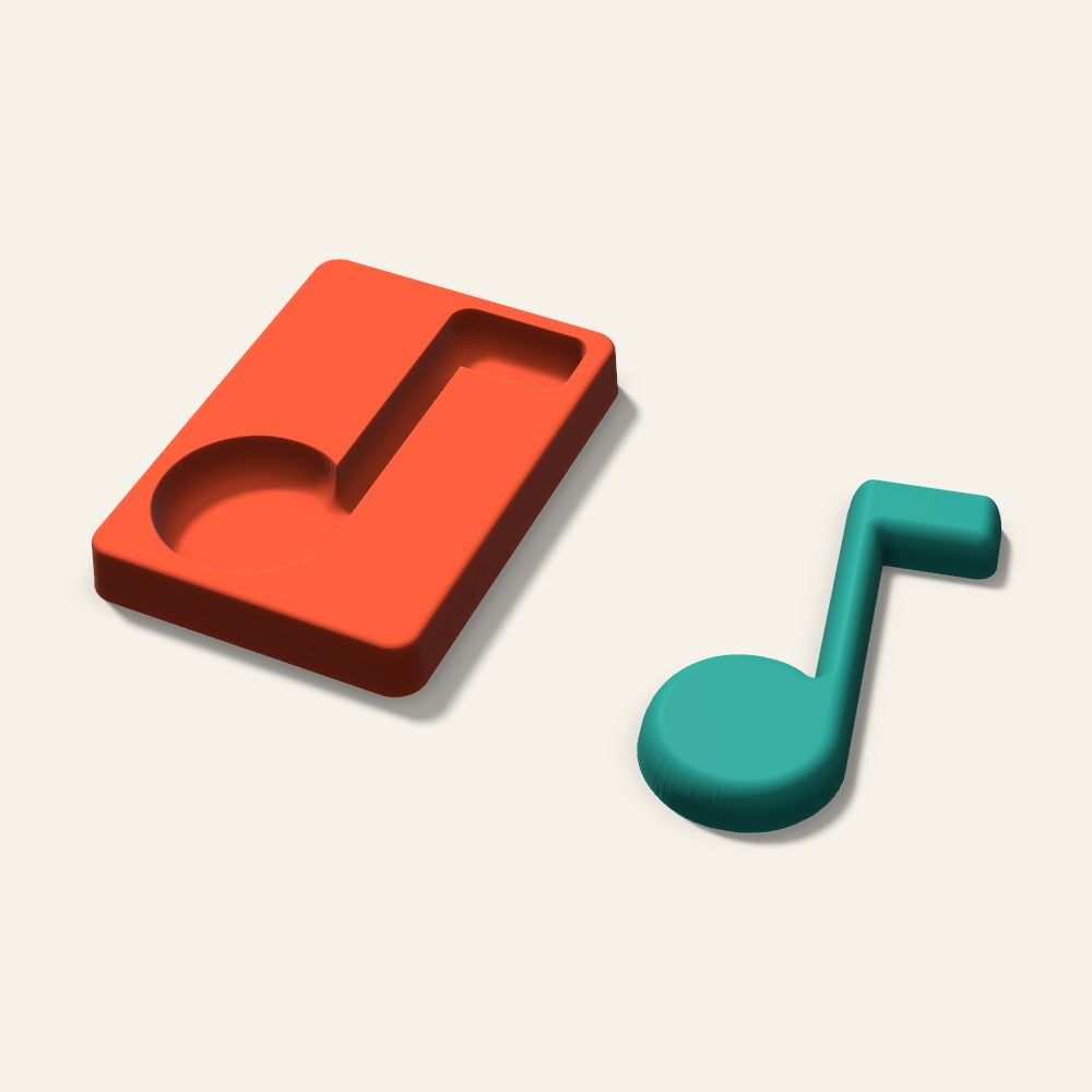 Music Note Freshie Mold, 5 Inch, 3D render
