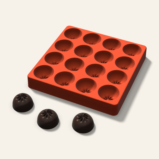 Dumpling Chocolate Mold, 1.5 Inch, 16 Cavity, 3D render