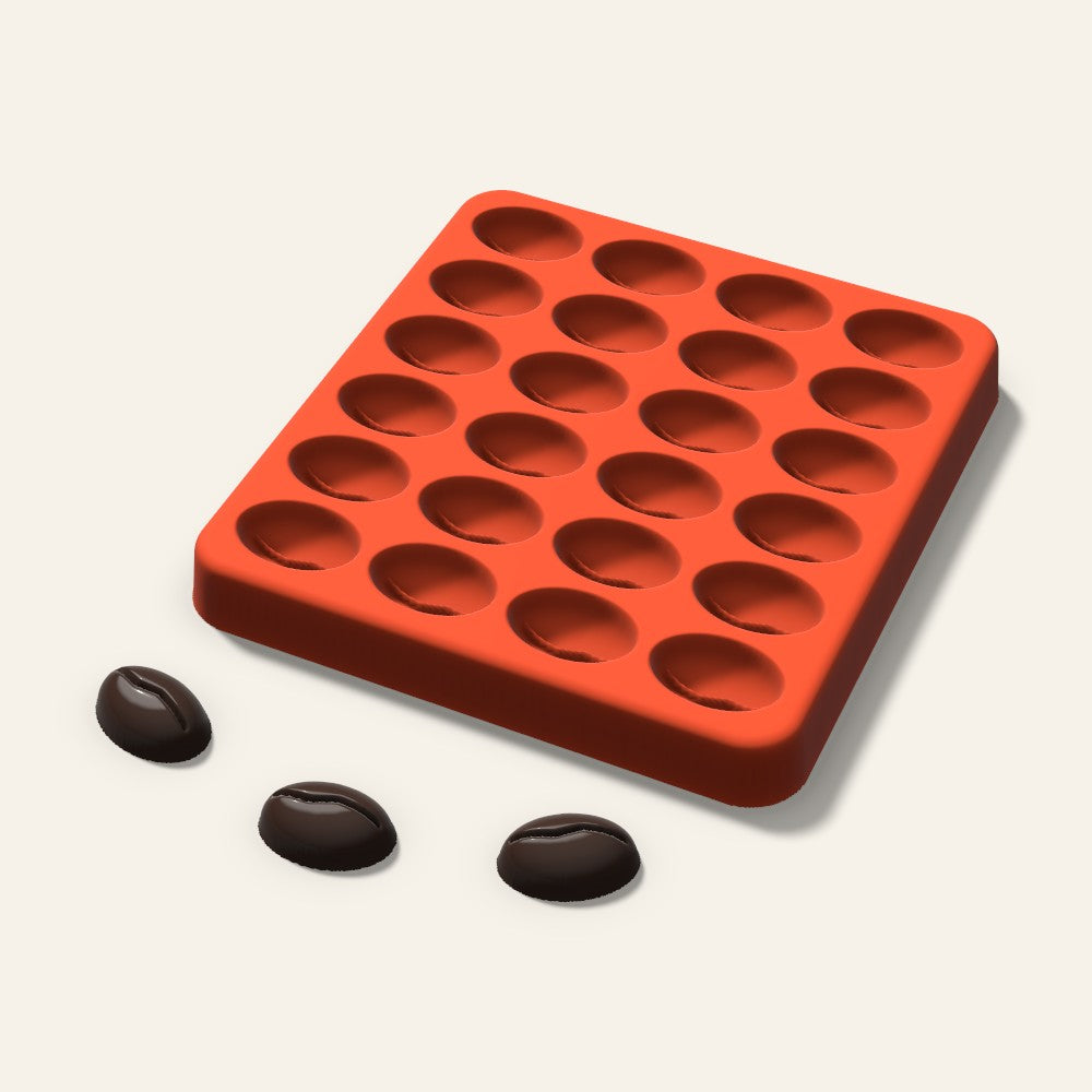 Coffee Bean Gummy Mold, 0.75 Inch, 24 Cavity, 3D render