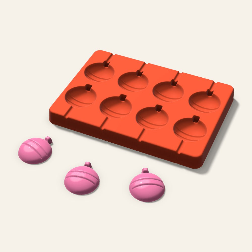 Ornament Lollipop Mold, 1.5 Inch, 8 Cavity, 3D render