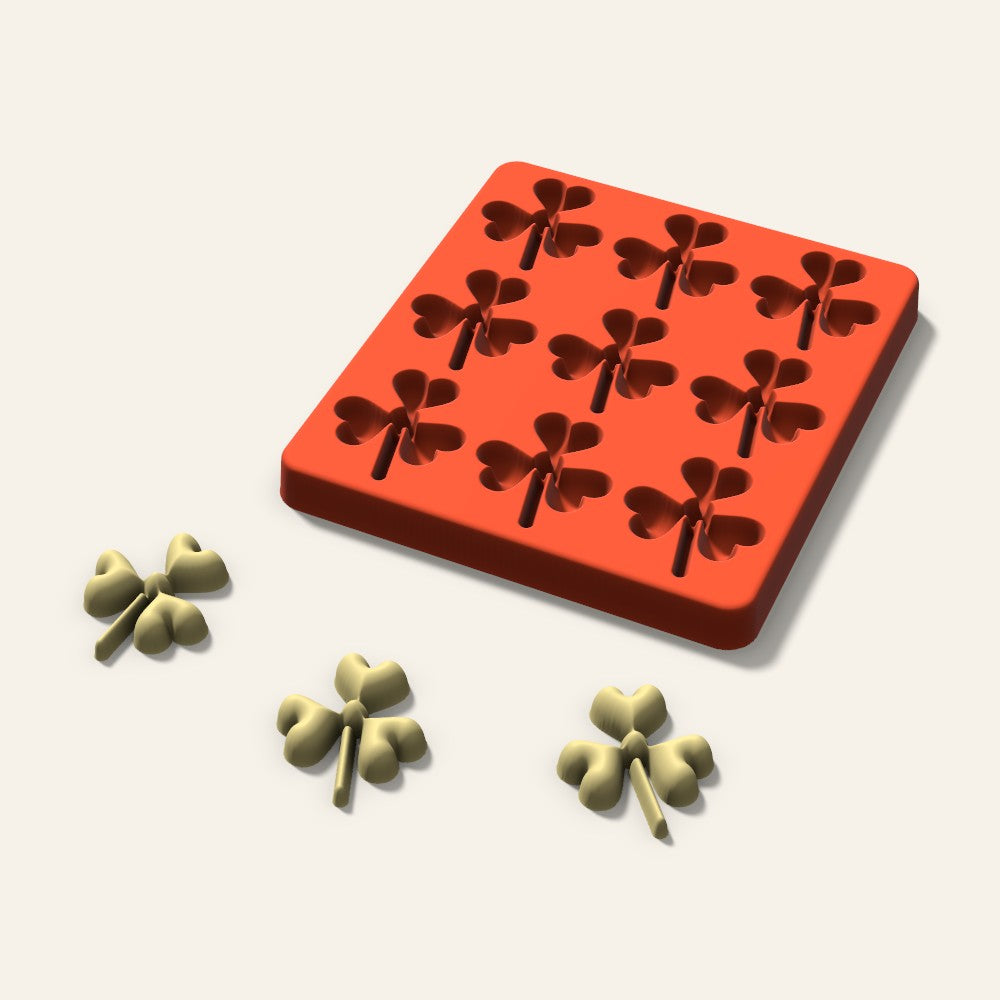Shamrock Butter Pat Mold, 1.75 Inch, 9 Cavity, 3D render