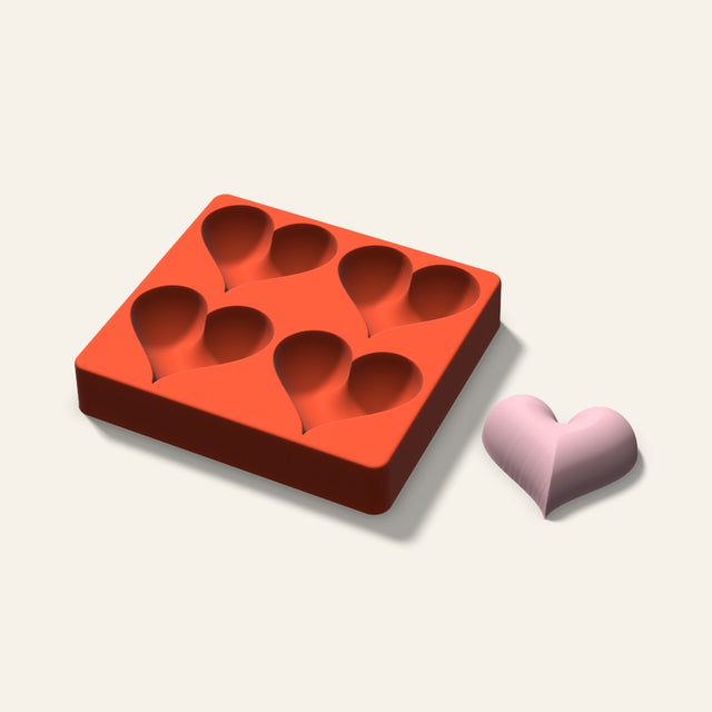 Puffy Heart Soap Mold, 3 Inch, 4 Cavity, 3D render