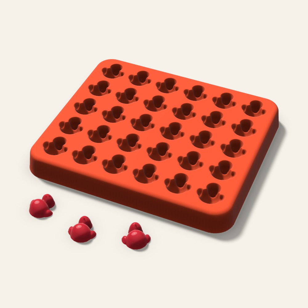 Chick Gummy Mold, 0.5 Inch, 30 Cavity, 3D render