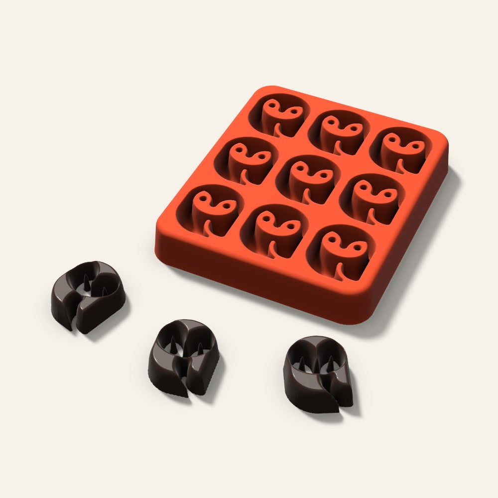Owl Candy Mold, 1 Inch, 9 Cavity, 3D render