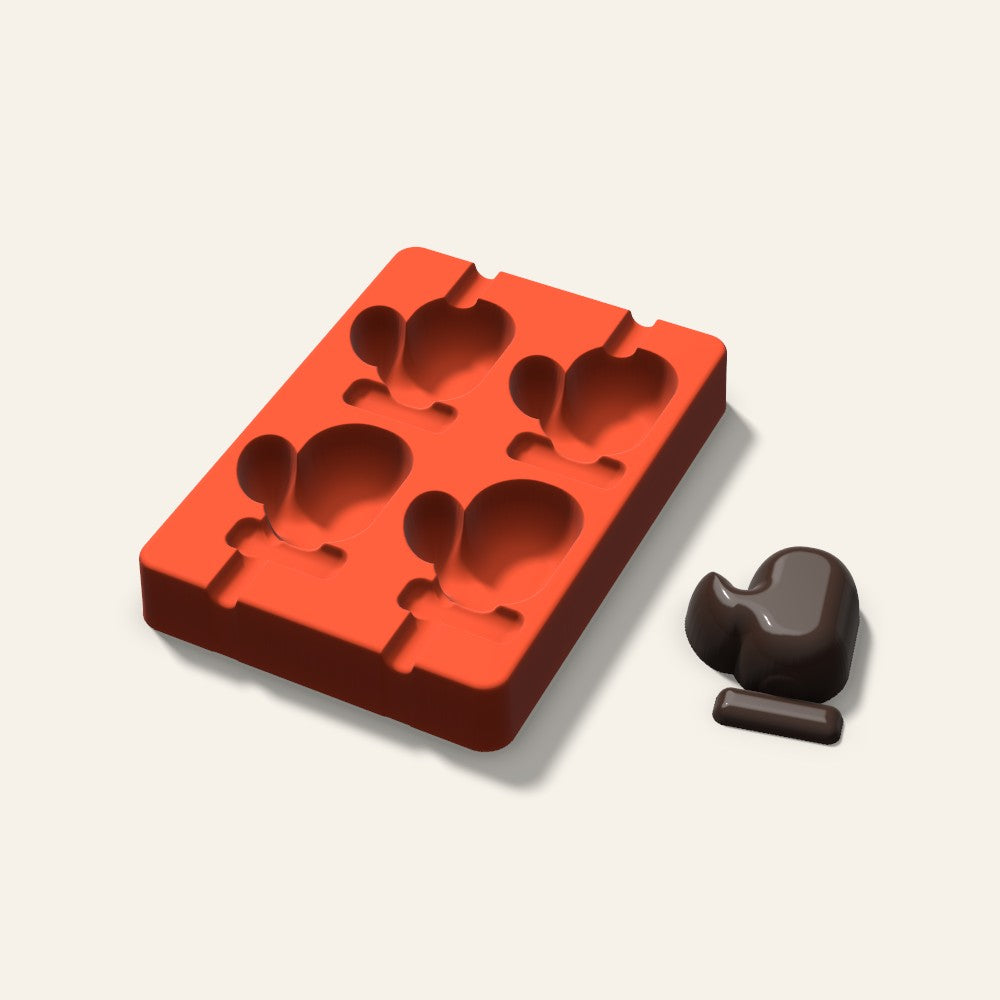 Mitten Cakesicle Mold, 2.5 Inch, 4 Cavity, 3D render
