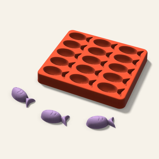 Fish Wax Melt Mold, 1.5 Inch, 15 Cavity, 3D render