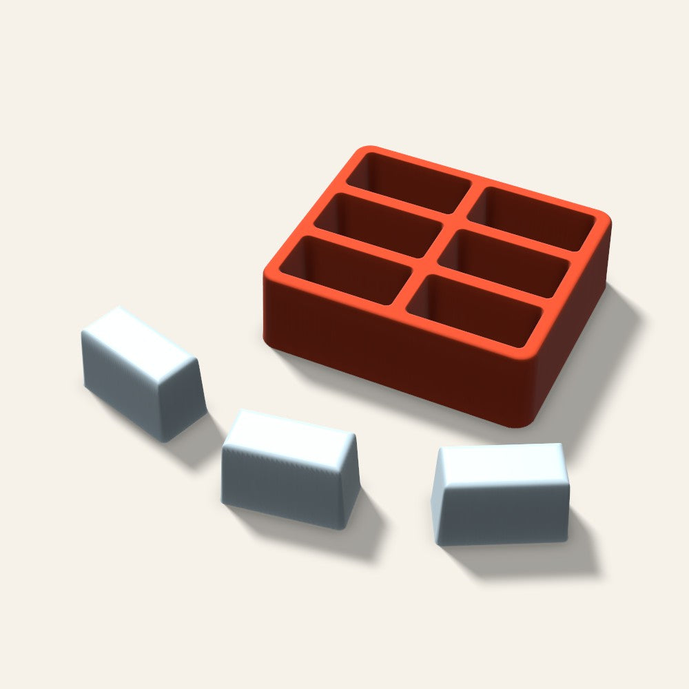 Rectangle Ice Mold, 2 Inch, 6 Cavity, 3D render