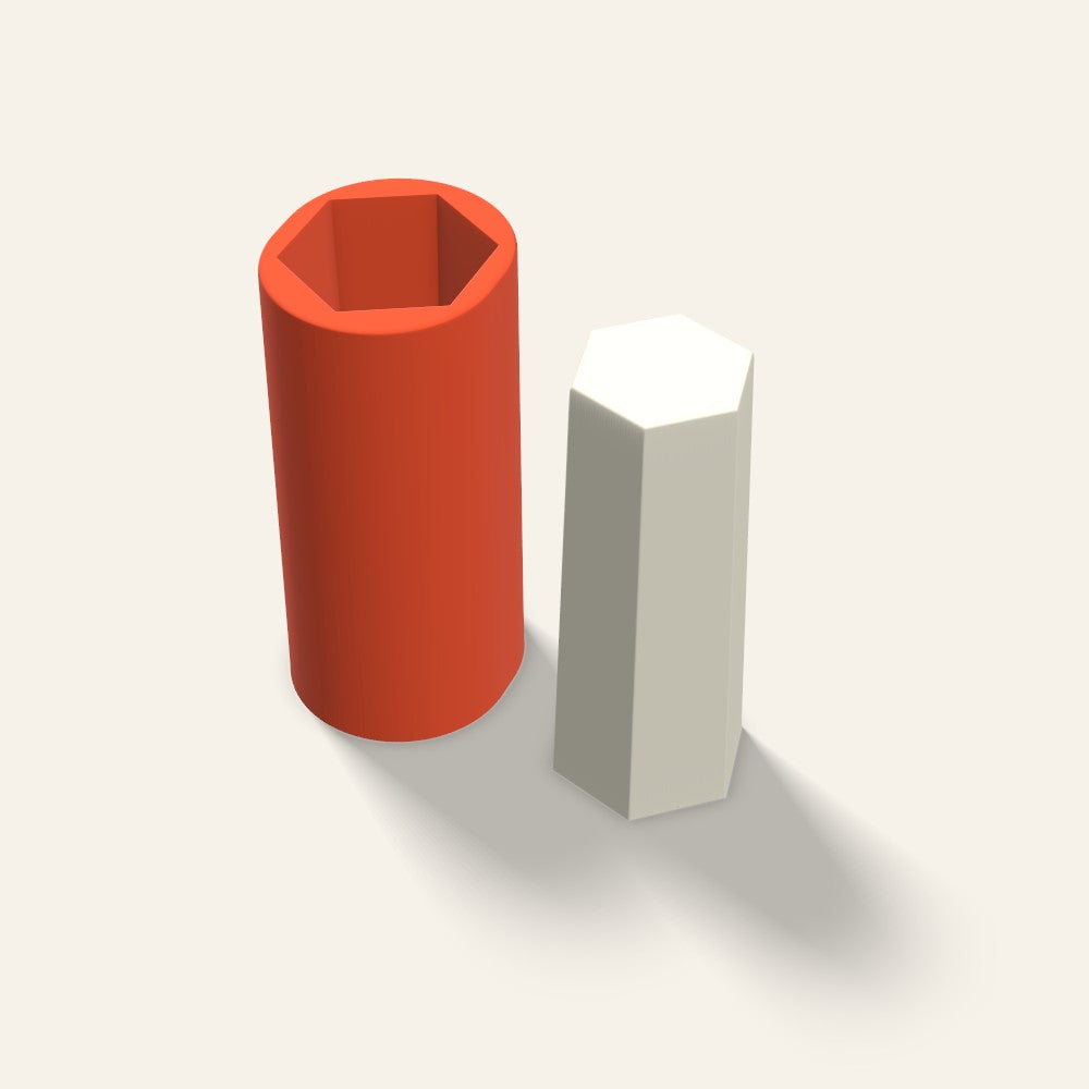 Hexagon Pillar Candle Mold, 2.5 x 6 Inch, 3D render
