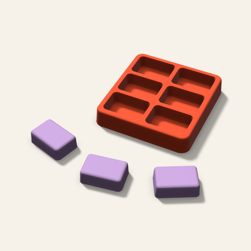Rounded Rectangle Wax Melt Mold, 1.5 Inch, 6 Cavity