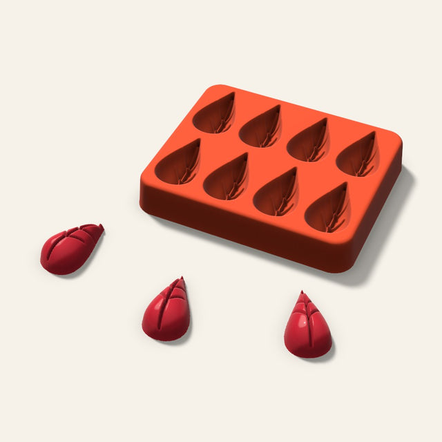 Leaf Candy Mold, 1.25 Inch, 8 Cavity, 3D render