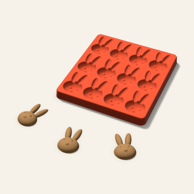 Bunny Pet Treat Mold, 2 Inch, 12 Cavity, 3D render