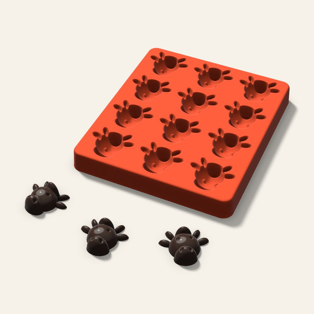 Cow Chocolate Mold, 1.5 Inch, 12 Cavity, 3D render