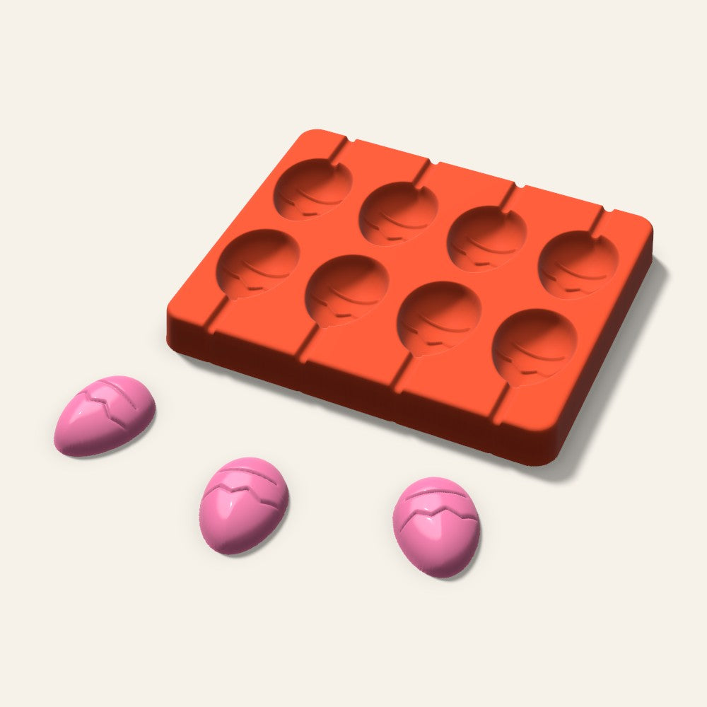 Decorated Egg Lollipop Mold, 1.5 Inch, 8 Cavity, 3D render