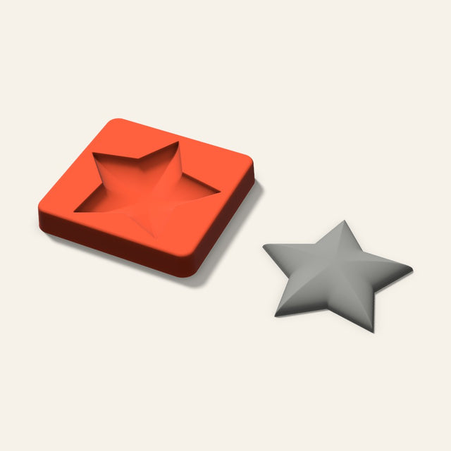 Puffy Star Plaster Ornament Mold, 3.5 Inch, 3D render