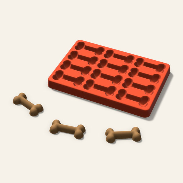 Dog Bone Pet Treat Mold, 2 Inch, 12 Cavity, 3D render